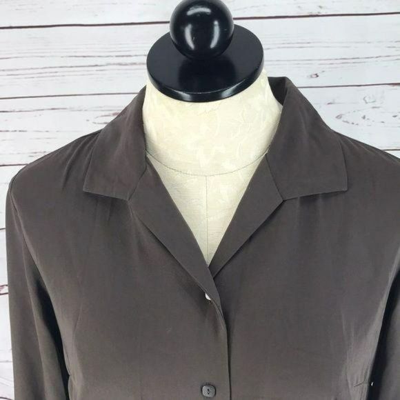 Laura Scott Women's 80/90 Business Work Brown Button Down Size 8 Blouse - Picture 8 of 8